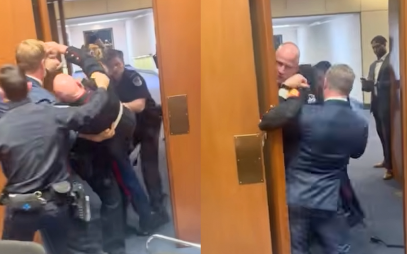 Senate Hearing Erupts as GOP Lawmaker Gets Into Physical Confrontation With Veteran Protestor