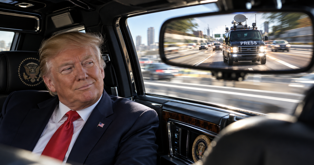 Press Van Goes Nearly 100 MPH to Chase Trump